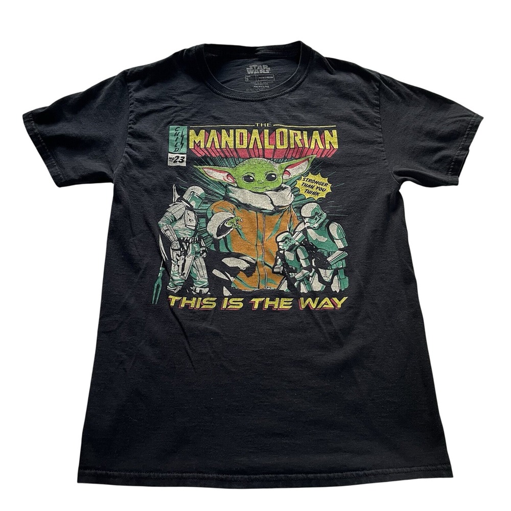 Star Wars Mandalorian T-Shirt The Child Grogu Retro Comic No 23 Sz S Black Men